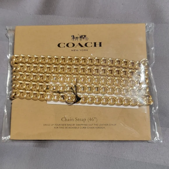 New Coach Gold-Tone Chain strap COACH CR457 Chunky Chain Shoulder Strap 23 3/4” GOLD Tone  main image 3